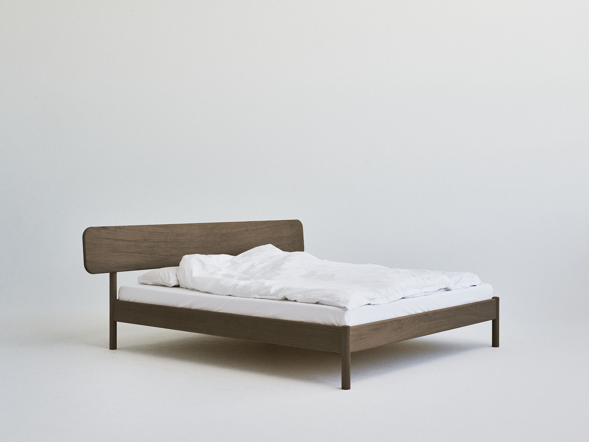 RYE Alken bed frame in smoked solid oak - square view pack shot